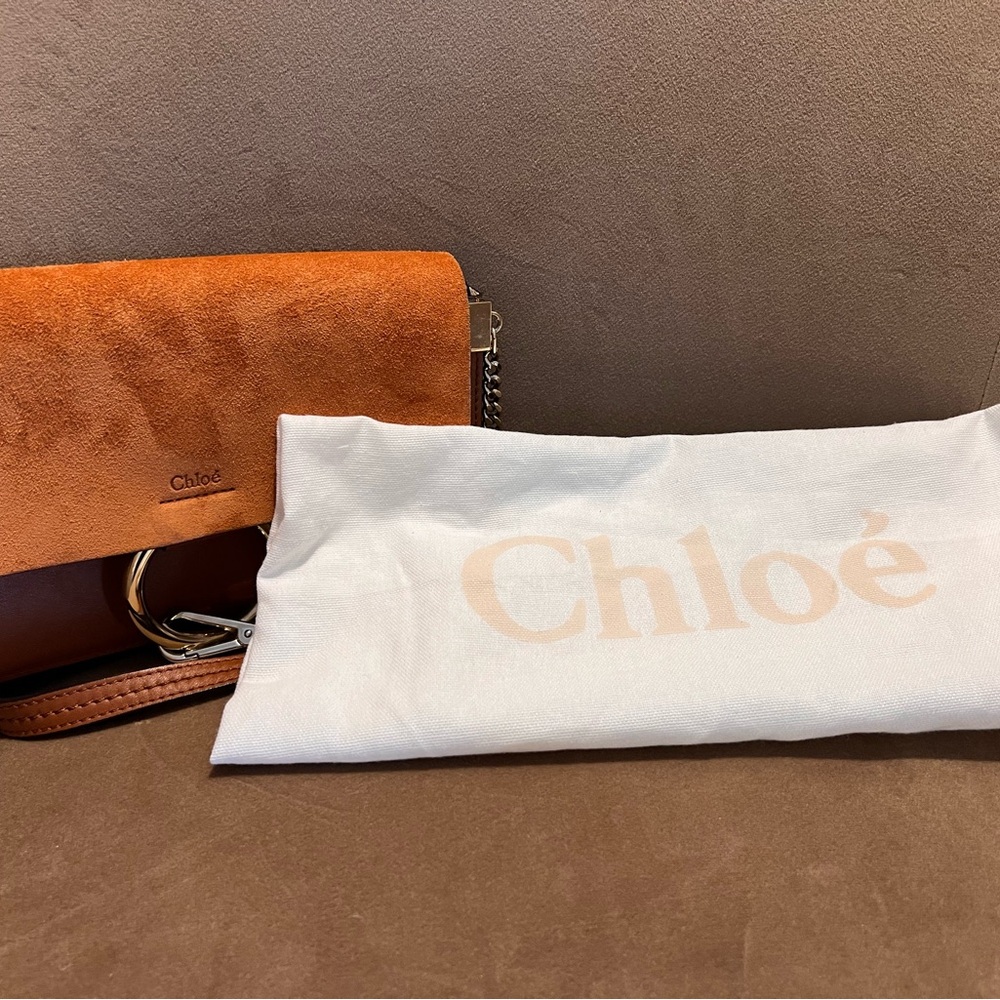 Chloe Faye Crossbody Bag leather and suede small brown